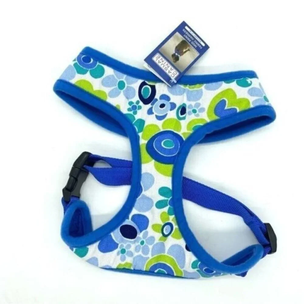 Dog Harness Casual Canine Blue Floral Mod Print Size Large New
